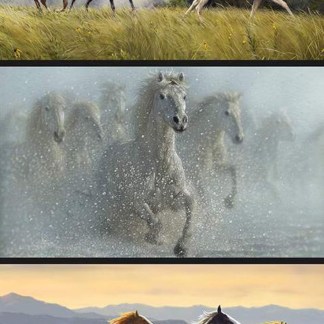 Wild Horses Pillow Cotton Panel