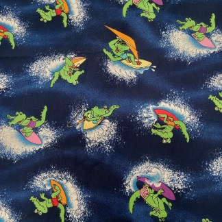 Crocodiles Water Sports Cotton Fabric