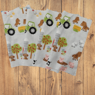 Quilting/ Craft Bundle Down on the Farm Gray Fabric 8"x 8" Squares 4 Pieces