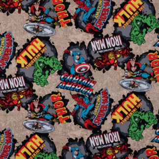Avengers Marvel Comic Burst Cotton Calico Fabric