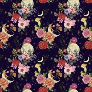 Midnight Rendezvous Dark Purple Cotton Fabric