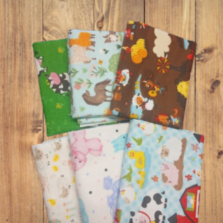 6 Fat Quarters - Assorted Children's Farm Flannel Fat Quarter Bundle