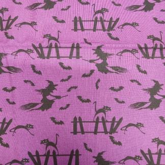 Halloween Witch Purple Cotton Fabric