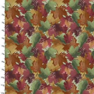 Autumn Meadow Fallen Leaves Multi Cotton Fabric