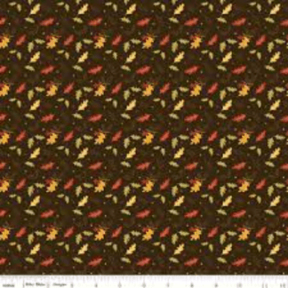 Awesome Autumn Leaves Raisin Cotton Fabric