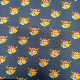 Christmas Bells Blue Cotton Fabric