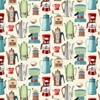Coffee Time Cotton Fabric