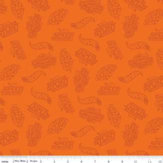 Hot Wheels Made to Race Tone-on-Tone Orange Cotton Fabric