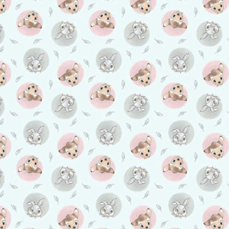 Bambi and Thumper In Light Gray Cotton Fabric