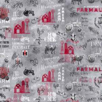 Farmall Farm to Table Gray Allover Cotton Fabric