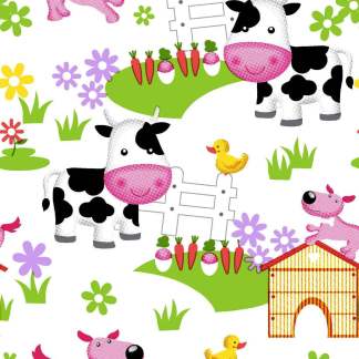 Fun Flannel Barnyard White