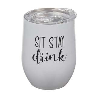 Stemless Metal Double Wall Wine Glass With Lid
