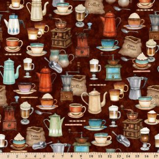 Barista Coffee Brown Cotton Fabric