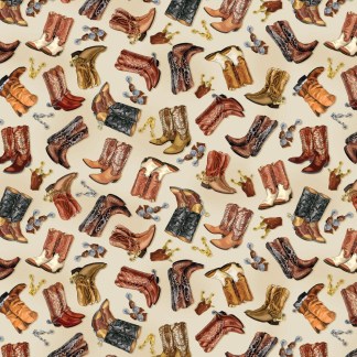 Yellowstone Cowboy Boots Cotton Fabric