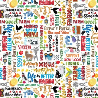 Barnyard Rules Fun Farm Words Cotton Fabric