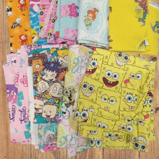 Assorted Nick Jr Characters - Rugrats, Care Bears, Spongebob Fabric - 1 lb Scrap