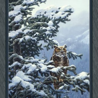 Winter Vigil Great Horned Owl Panel Cotton Fabric