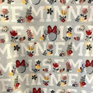 Minnie Mouse Grey Fleece Fabric