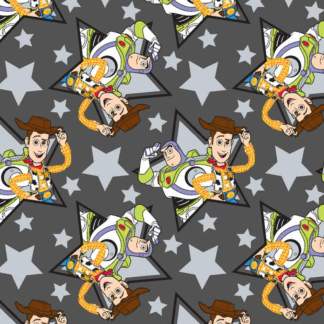 Toy Story Buzz and Woody Star Toss Fleece Fabric