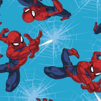 Spiderman Toss Blue Fleece Fabric
