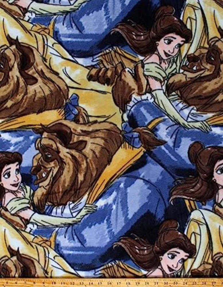 Handmade Single Layer Fleece 58"x 72" Throw Blanket "Princess Belle Beauty and T