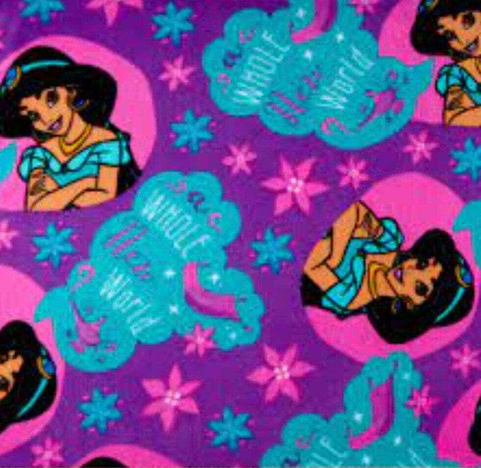 Handmade Single Layer Fleece 58"x 72" Throw Blanket "Aladdin Princess Jasmine A