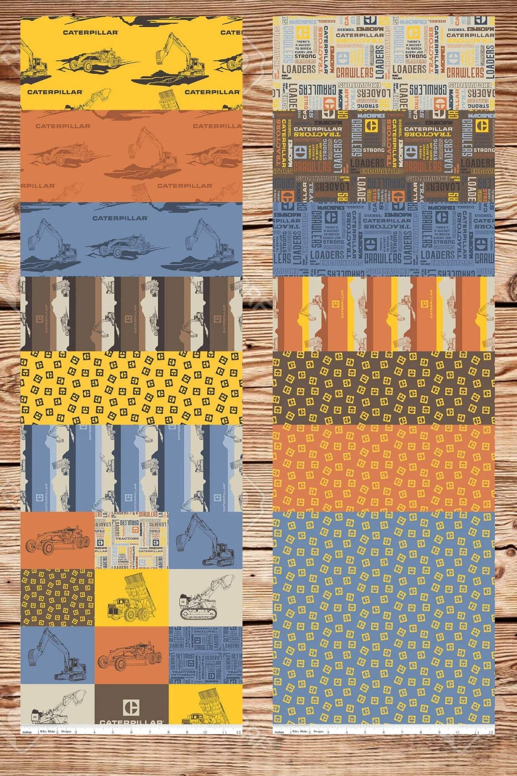 10 Half Yards - Assorted Vintage Caterpillar Equipment Half Yard Bundle