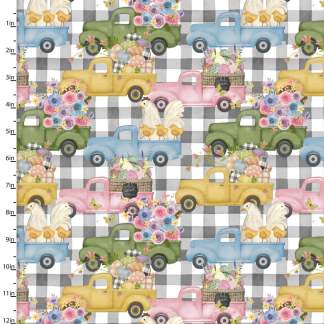 Bunny Kisses & Easter Wishes Pickup Parade Charcoal Cotton Fabric