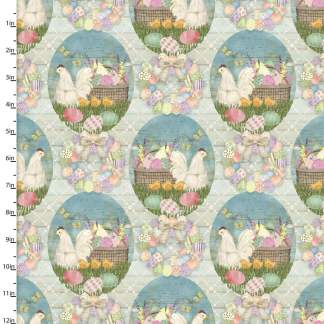 Bunny Kisses & Easter Wishes All In One Basket Mint Cotton Fabric