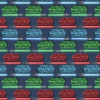 Star Wars Logo & Lightsabers Cotton Fabric