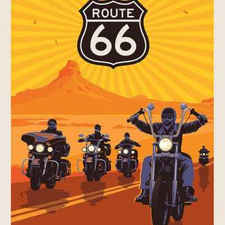 Route 66 Route 66 Motorcycle Panel Cotton Fabric