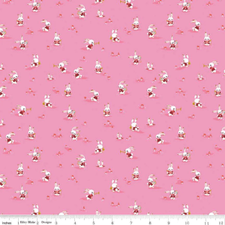 Down the Rabbit Hole Pink Cotton Fabric