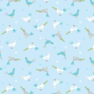 Noah's Journey Doves of Peace Light Blue Cotton Fabric