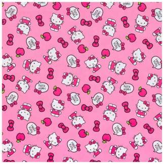 Hello Kitty Apples Bows Cotton Calico Fabric