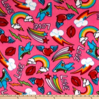 Stars and Rainbows Fuchsia Polar Fleece