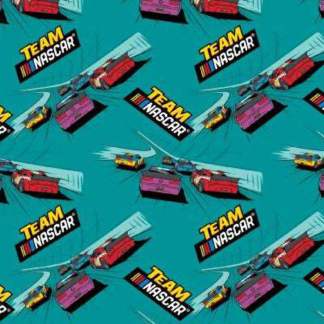 TEAM NASCAR Teal Cotton Fabric