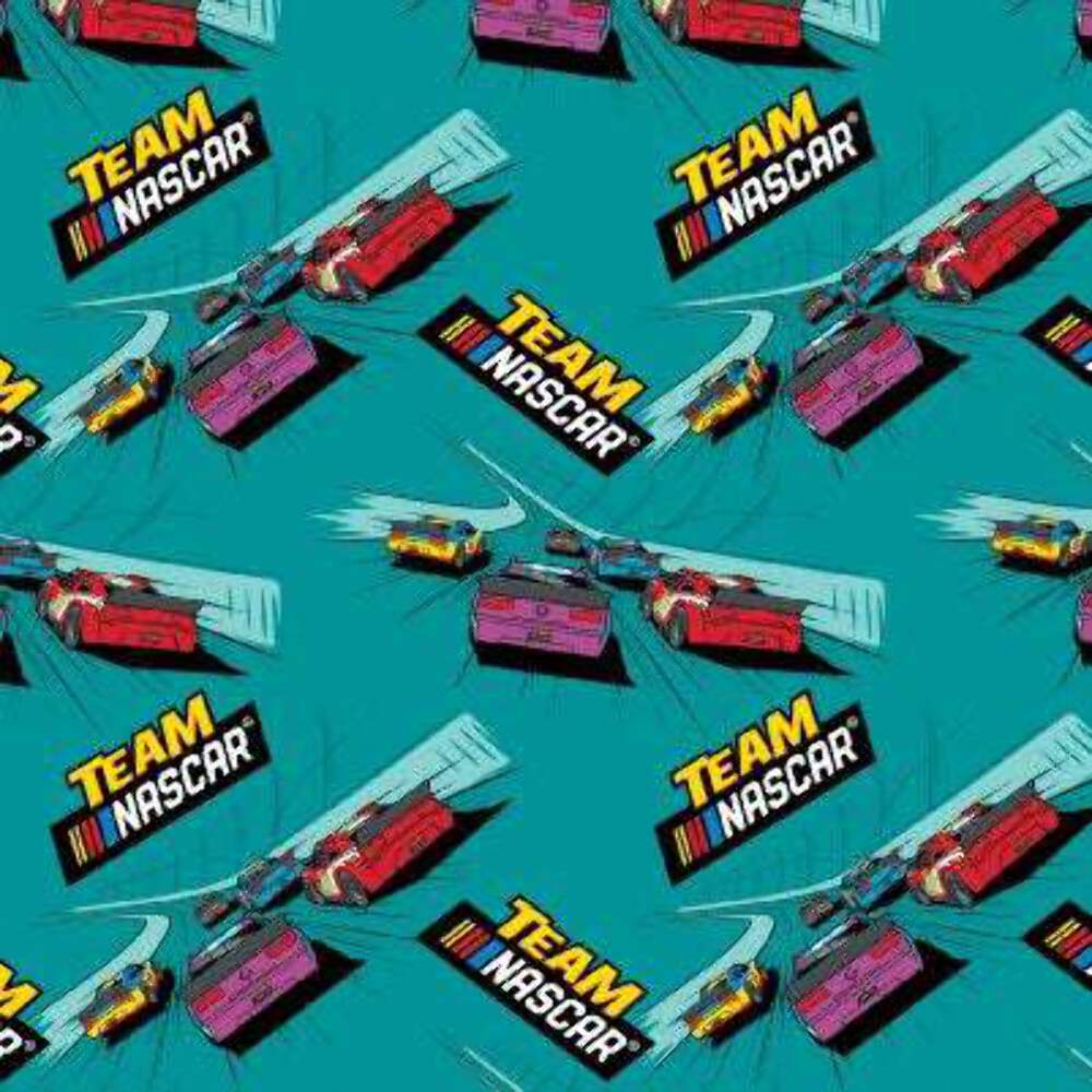 TEAM NASCAR Teal Cotton Fabric