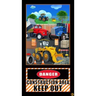 Black Construction Zone Panel 24in Cotton Panel Fabric