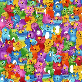 Fun Flannel Crazy Cats White