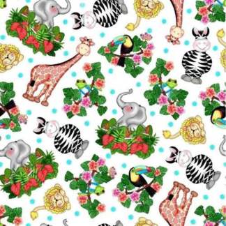 Bazooples Waterfall Toss White Cotton Fabric