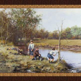 Fishing "Four For The Catch" Panel Cotton Fabric