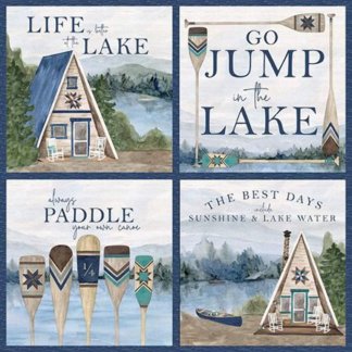 Wake at the Lake Panel Fabric