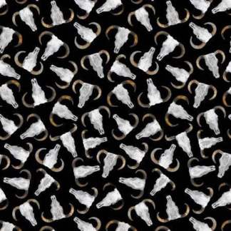 Handmade Placemat Or Table Runner Big Sky Country Bull Skulls Black