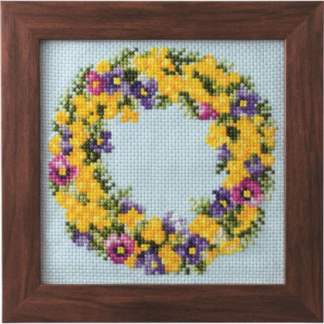 Cross Stitch Kit - Seasonal Flower Arrangement Mimosa Wreath