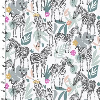 Zebra Dazzle Dazzle of Zebras White Cotton Fabric