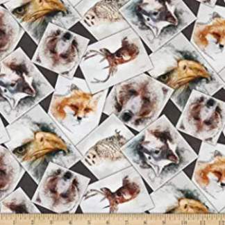 Handmade Valance or Curtain Panel Wildlife Nature's Window Charcoal Collage