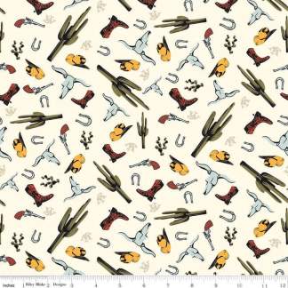 Handmade Valance or Curtain Panel John Wayne Go West Cream