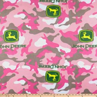 Handmade Valance or Curtain Panel John Deere Camo Pink