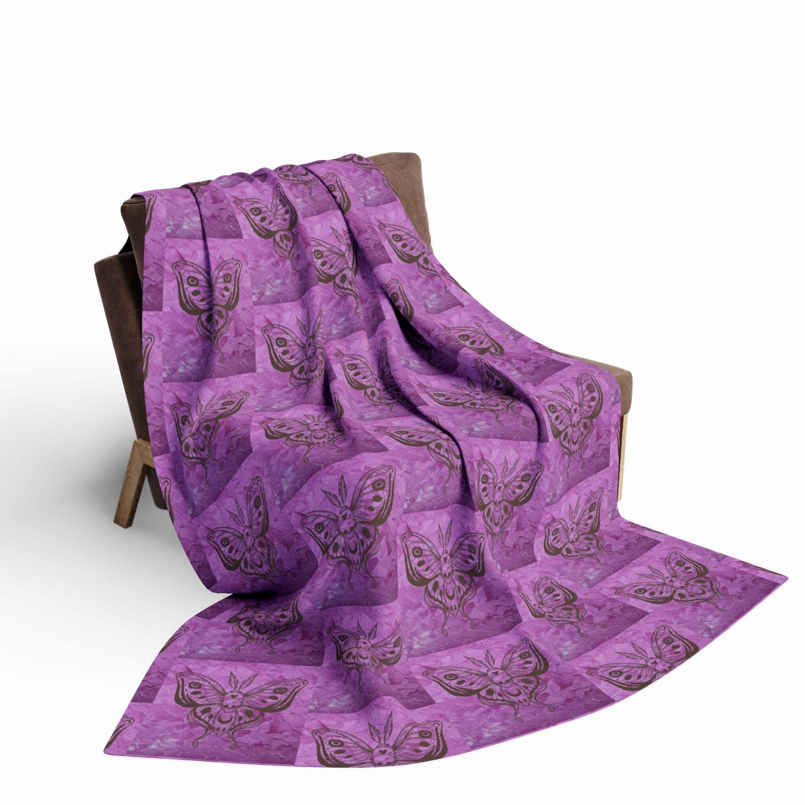 Butterfly Skull Pattern Arctic Fleece Blanket - Cozy Home Decor - Image 10