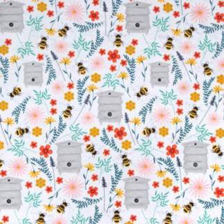 Handmade Valance or Curtain Panel Bee Happy Calico